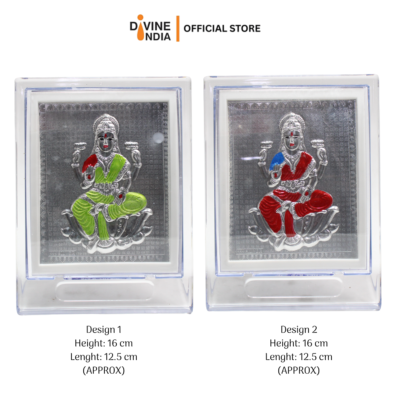 Lakshmi Silver Finish Mix Color Stand Photo Decorative Showpiece for Car Dashboard | Mandir | Home | Office | Laxmi