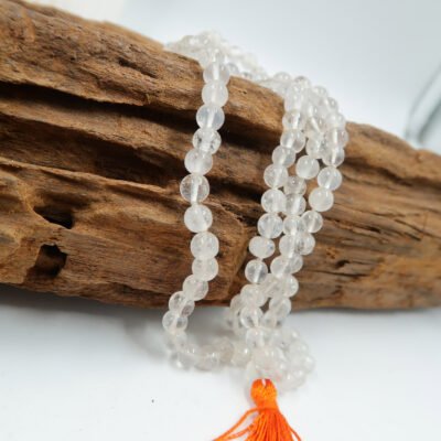 Sphatik Malai | Natural Crystal Quartz Mala | Spatigam | Spatiga Malai with Certificate - 108 Beads 6-7MM