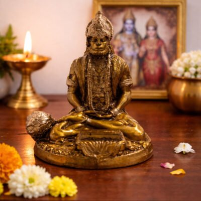 Meditating Sitting Hanuman By Resin for Pooja Gift Showpiece Vastu, Home Decor, Car | Bajrangbali Idol | Hanuman Sillai