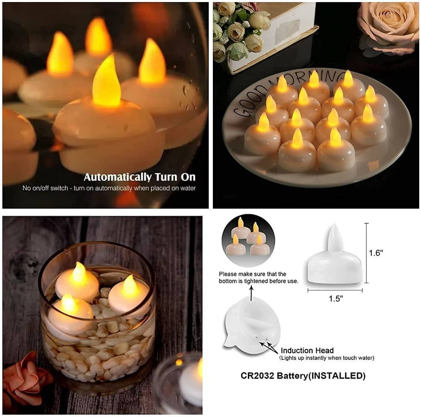 LED Light Floating Diya Candle with Water Sensor (Set of 12) - Image 3