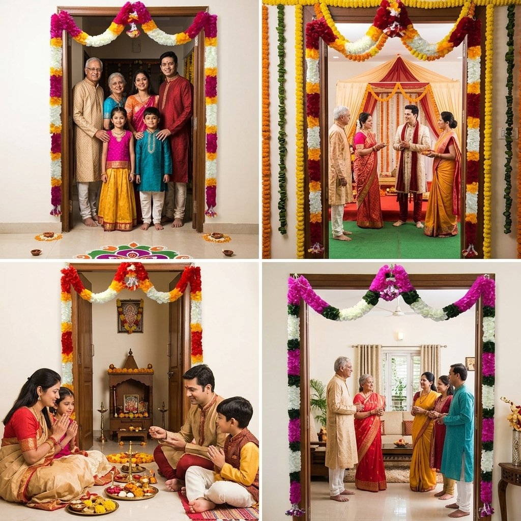 Indian Premium 1 Full Set Indian Vasal Malai Thoran | Traditional Door Hanging | Deepavali Home Decoration