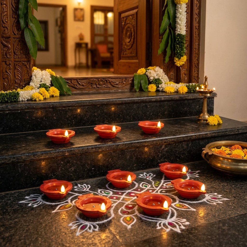 Water Sensor Diya Set Star Design | LED Villaku Set I Battery Operated (6 pcs) - Image 2