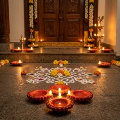 Water Sensor Diya Set Star Design | LED Villaku Set I Battery Operated (10 pcs)