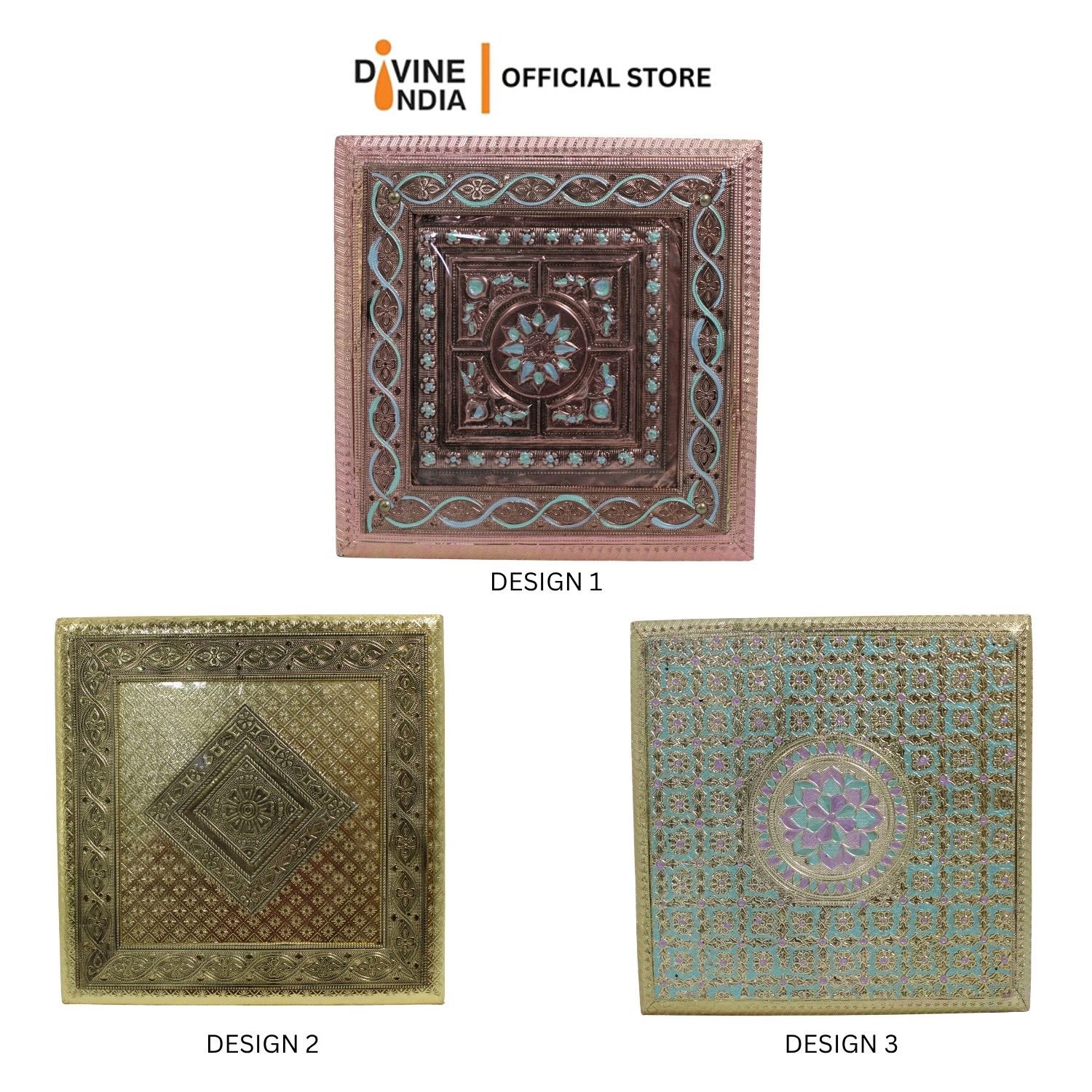Decorative Meenakari MDF Square Pooja Chowki | Aluminium Foil Color Chowki | Kolam Manai | All Purpose Stand | 1 Peice - Image 4
