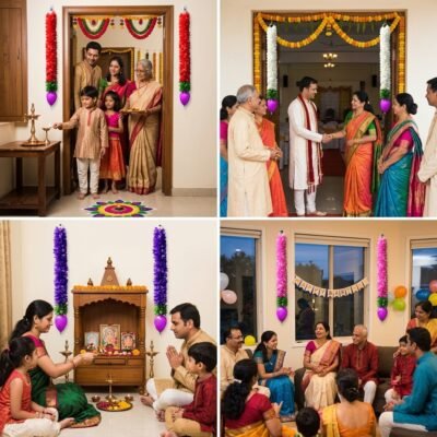 Indian Vasal Malai Thoran 2PCS | Traditional Door Hanging | Deepavali Home Decoration 1 Pair