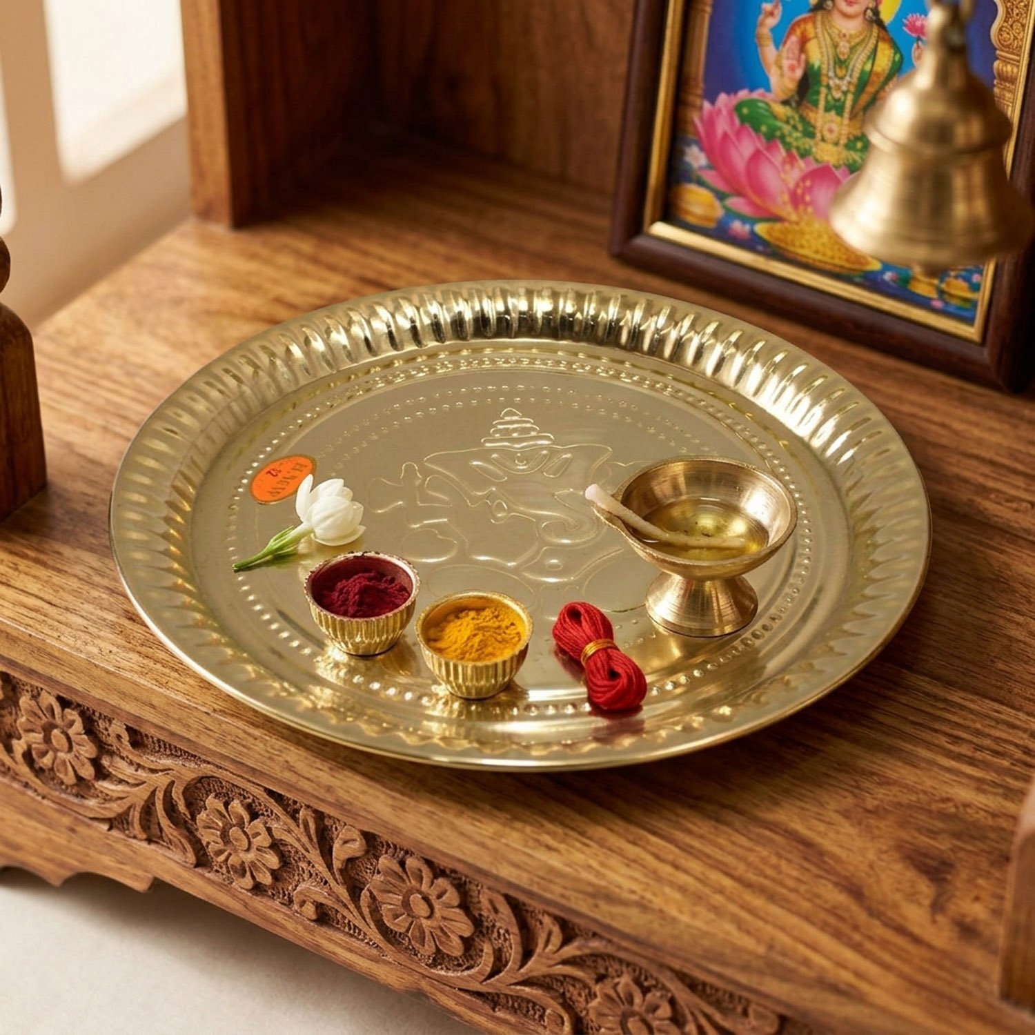 New Brass Ganesha Pooja Plate Various Design | Brass Plate Golden Color