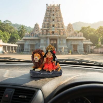 Maa Durga With Lion By Resin for Pooja Gift Showpiece Vastu, Home Decor, Car | Durga Idol