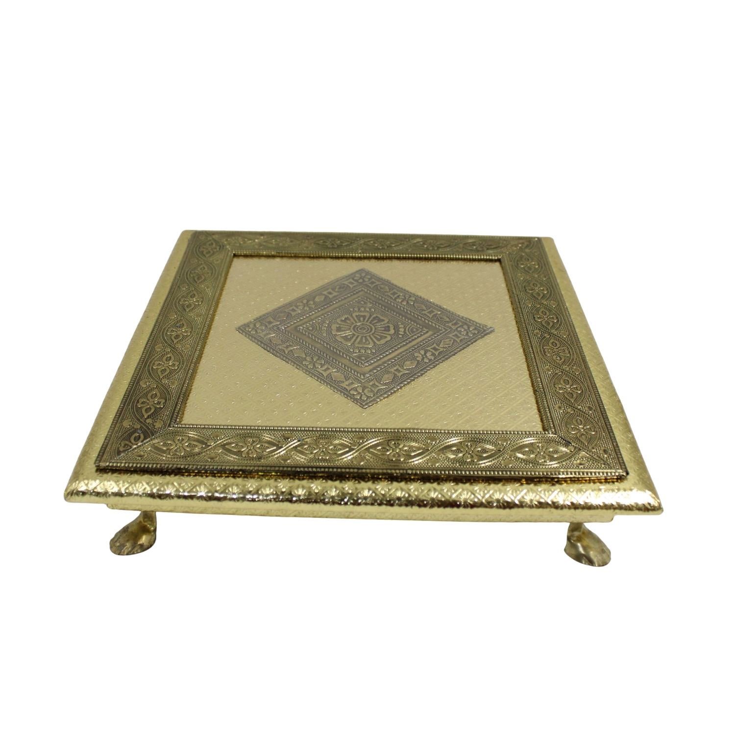Decorative Meenakari MDF Square Pooja Chowki | Aluminium Foil Color Chowki | Kolam Manai | All Purpose Stand | 1 Peice - Image 6