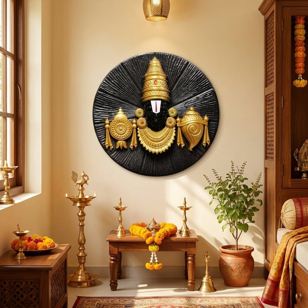 New Tirupati Balaji Wall Hanging Fiber Showpiece | Religious Home & Office Wall Decor Panel | Vastu Spiritual Wall Frame | Home Decor