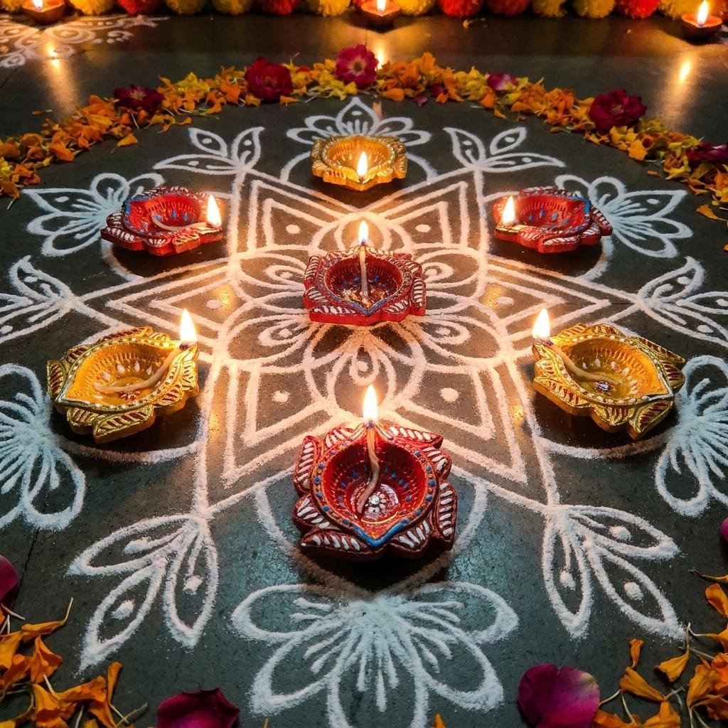 Handmade Deepavali | Festival Terracota Villaku / Oil Lamp / Diya 6 Pc - Deepavali Deco Set 9 - Image 3