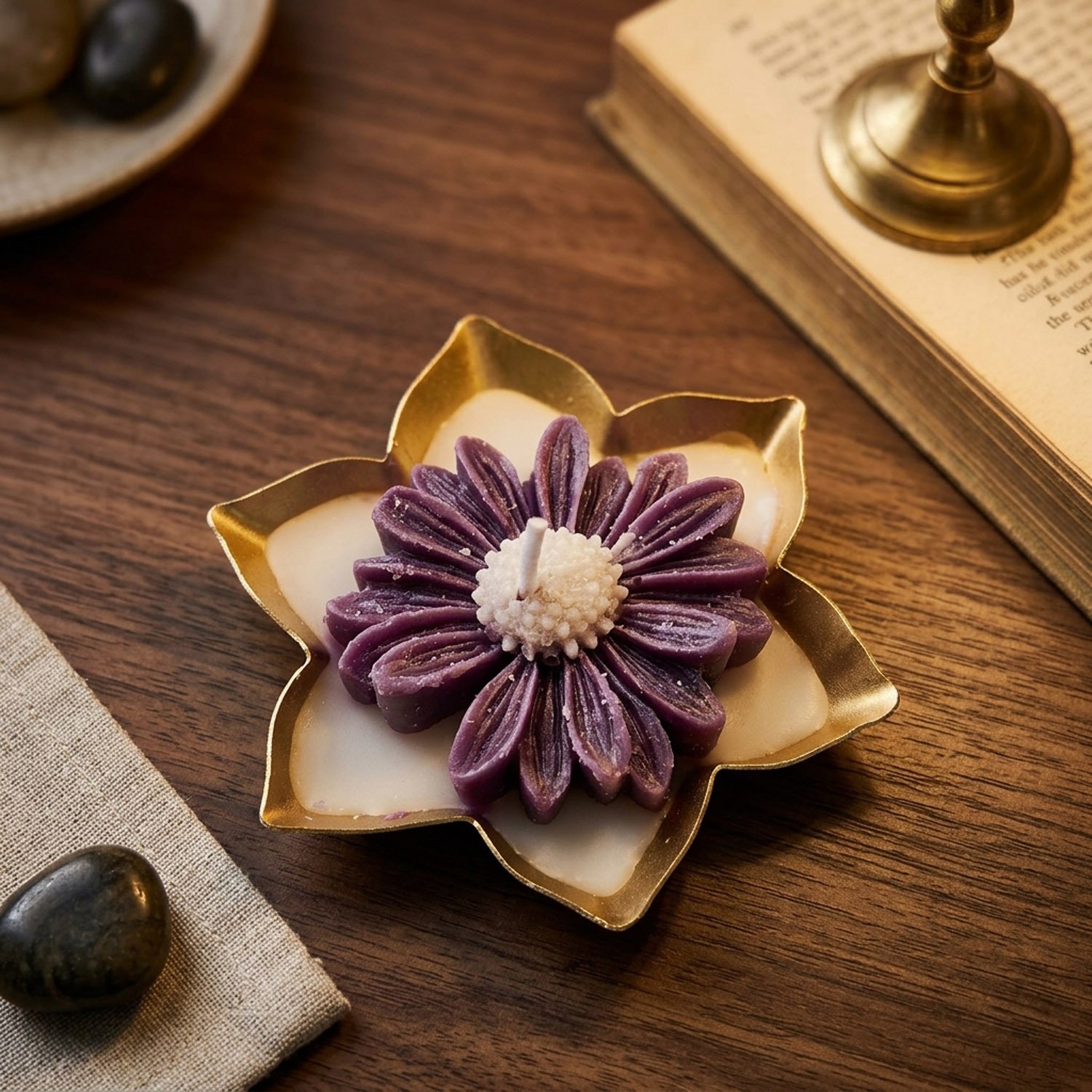New Indian Flower Diya | Decorative Floral Design Pooja Diya | Indian Home Temple Decoration | Deepavali Festive Decor - Image 3