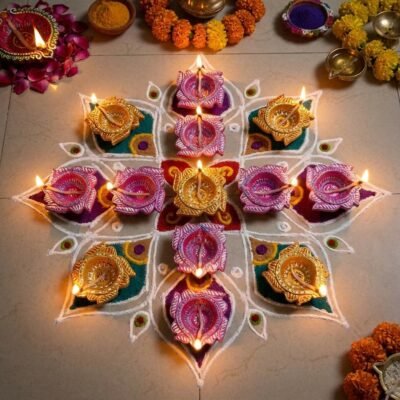 Handmade Deepavali | Festival Terracotta Villaku / Oil Lamp / Diya 12 Pc - Deepavali Deco Set 12
