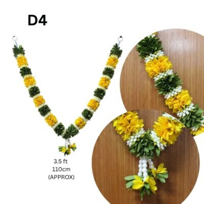 New Artificial Flower Pooja Garland 3.5ft -110cm – Traditional Hanging Garland for Pooja & Home Decoration 1Pc
