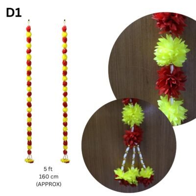 Decorative Artificial Flower Door Hanging Toran – Pair, 5 Feet Thoran for Pooja Home Deepavali| & Festive Decoration