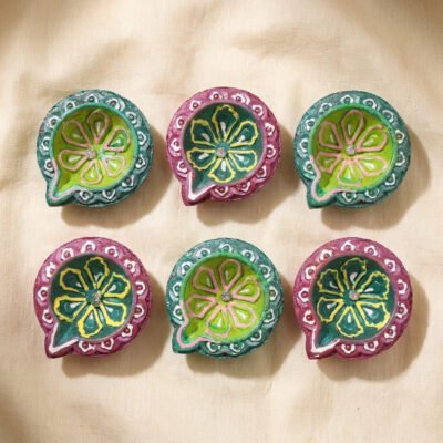 Handmade Deepavali | Festival Terracotta Villaku / Oil Lamp / Diya 6 Pc - Deepavali Deco Set 21
