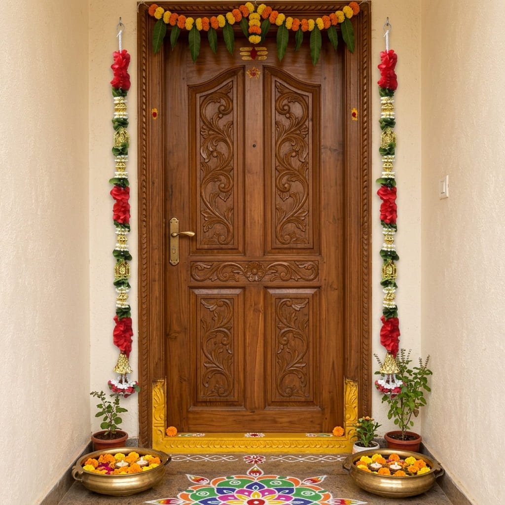 Traditional Indian Flower Thoran 3.5Ft | Decorative Door Hanging | Home Entrance, Pooja & Festival Decoration - Image 2