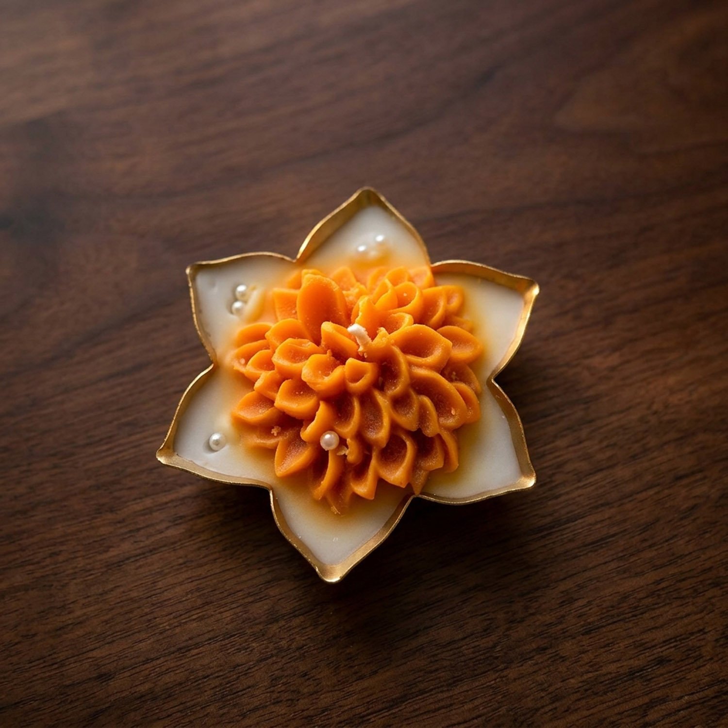 New Indian Flower Diya | Decorative Floral Design Pooja Diya | Indian Home Temple Decoration | Deepavali Festive Decor - Image 2