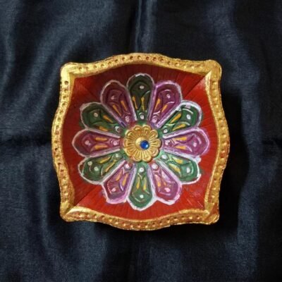 Handmade Deepavali | Festival Terracotta Villaku / Oil Lamp / Diya 1 Pc - Deepavali Deco Set 3
