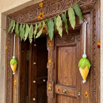 Decorative Artificial Lotus Flower Door Hanging Thoran – 1 Ft Pair | Home Decor | Diwali, Deepavali Decoration