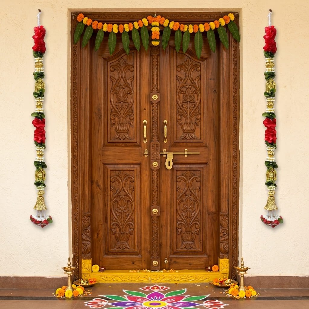 Traditional Indian Flower Thoran 3.5Ft | Decorative Door Hanging | Home Entrance, Pooja & Festival Decoration - Image 3