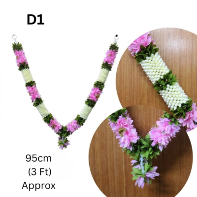 New Artificial Flower Pooja Garland 3ft  – Traditional Hanging Garland for Pooja & Home Decoration