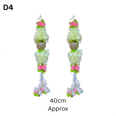 New Decorative Artificial Flower Door Hanging Thoran – 40cm 1 Pair | Home Decor | Diwali, Deepavali Decoration